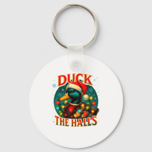 Duck The Halls Funny Christmas Lights Hunting Seas Keychain