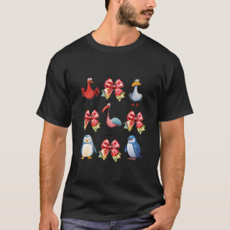 Duck turkey penguin bird and flamingo with coquete T-Shirt