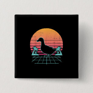 Duck Vaporwave Aestic 80s  Farm Animal Farmer Gift 2 Inch Square Button