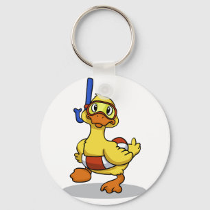 Duck wearing snorkelling mask   choose back colour keychain