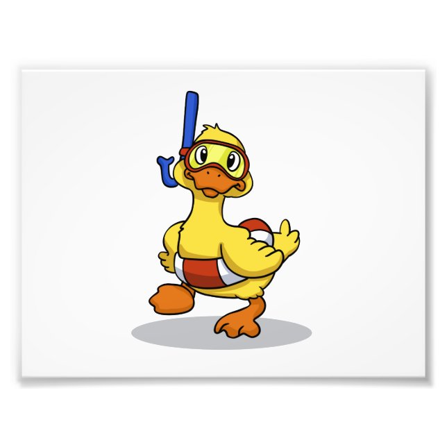 Duck wearing snorkelling mask | choose back colour photo print (Front)