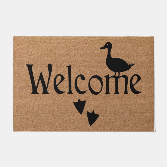 Duck Welcome Door Mat, Cute Duck Prints Mat (Front)