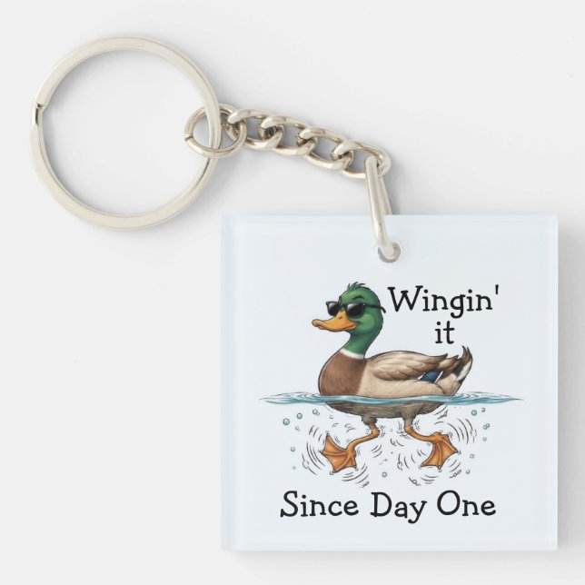 Duck Winging It  Keychain (Front)