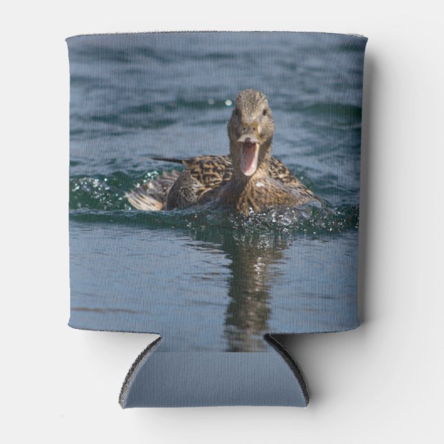 Duck with beak open   can cooler (Front)