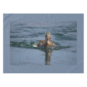 Duck with beak open tablecloth