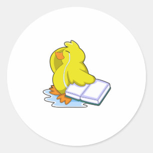 Duck with Book Classic Round Sticker