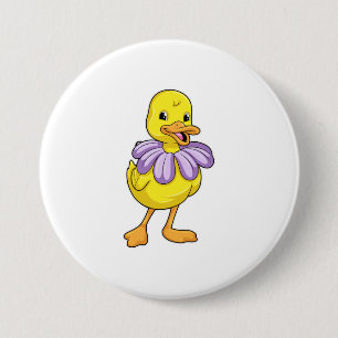 Duck with Daisy 3 Inch Round Button