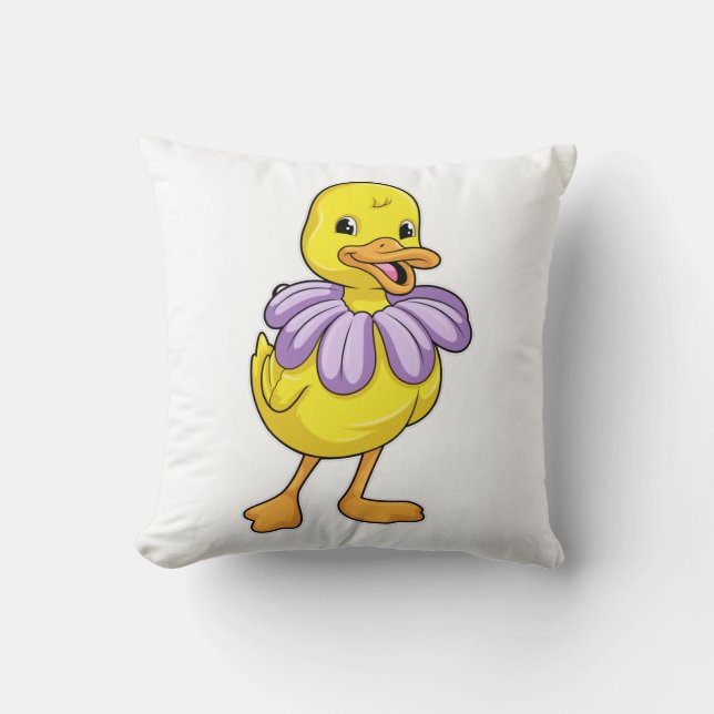 Duck with Daisy Throw Pillow (Front)