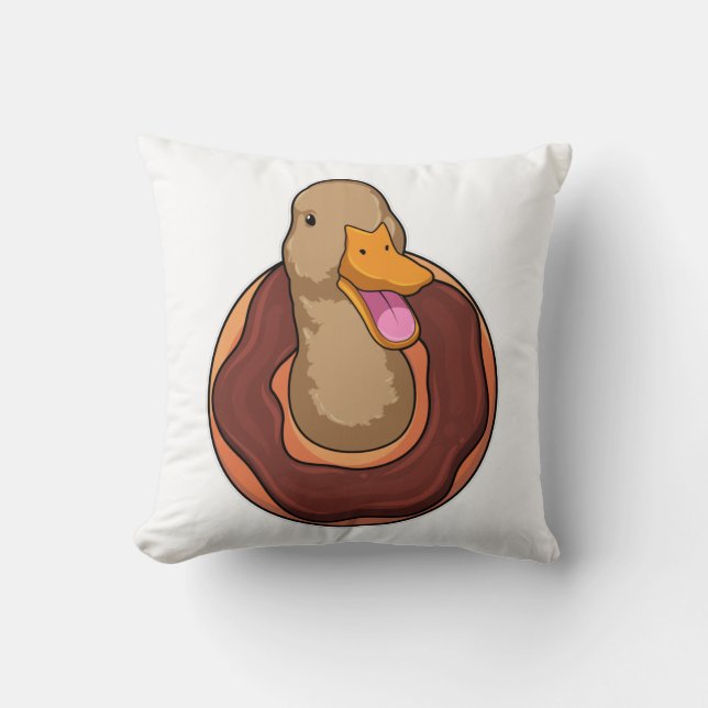 Duck with Donut Throw Pillow (Front)