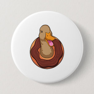 Duck with Doughnut 3 Inch Round Button