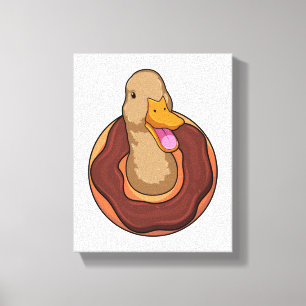 Duck with Doughnut Canvas Print