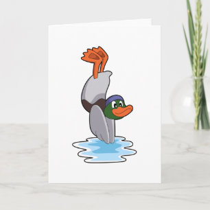 Duck with Handstand in Water.PNG Card