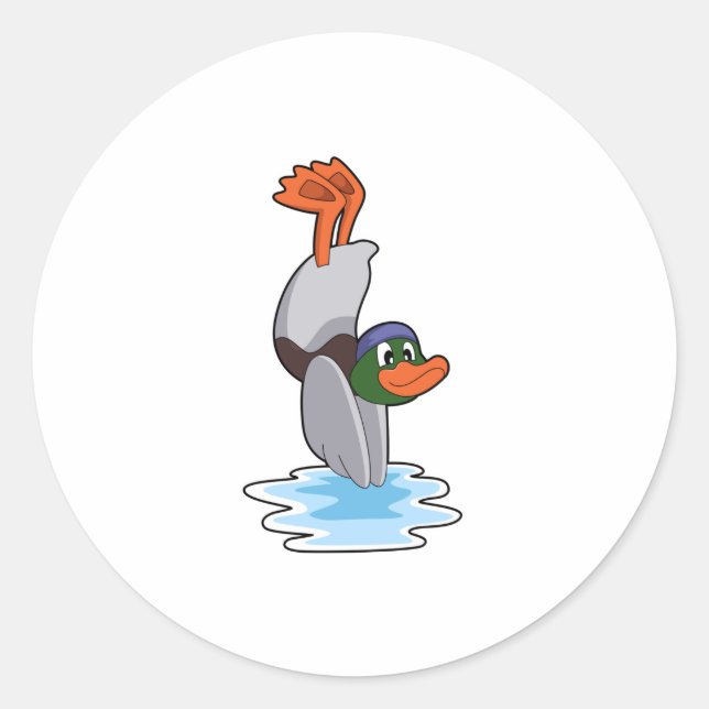Duck with Handstand in Water.PNG Classic Round Sticker (Front)