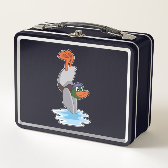 Duck with Handstand in Water.PNG Metal Lunch Box (Front)