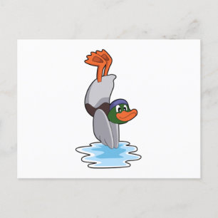 Duck with Handstand in Water.PNG Postcard