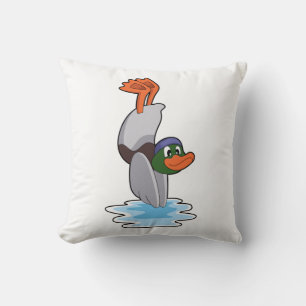 Duck with Handstand in Water.PNG Throw Pillow