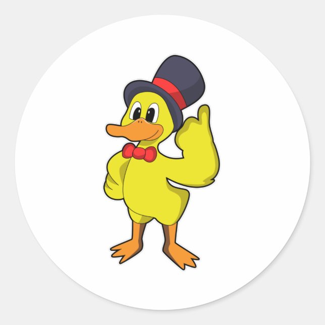 Duck with Hat Classic Round Sticker (Front)