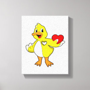 Duck with Heart Canvas Print