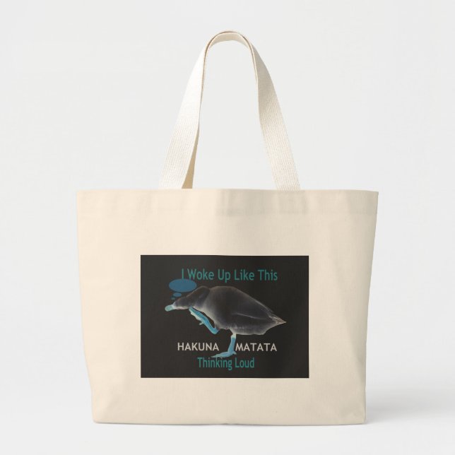 Duck with I Woke Up Like This & Hakuna Matata Text Large Tote Bag (Front)