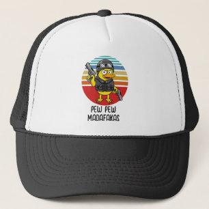 Duck with Pistols Crazy Vintage, Pew Pew Madafakas Trucker Hat