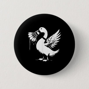 Duck With Shuttle - Funny Graphic Badminton Lover  2 Inch Round Button