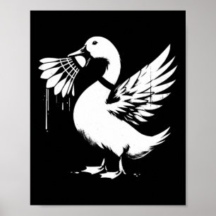 Duck With Shuttle - Funny Graphic Badminton Lover  Poster