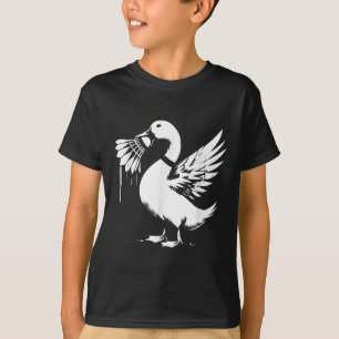 Duck With Shuttle - Funny Graphic Badminton Lover T-Shirt