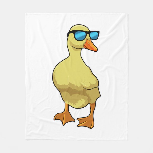 Duck with Sunglasses Fleece Blanket (Front)