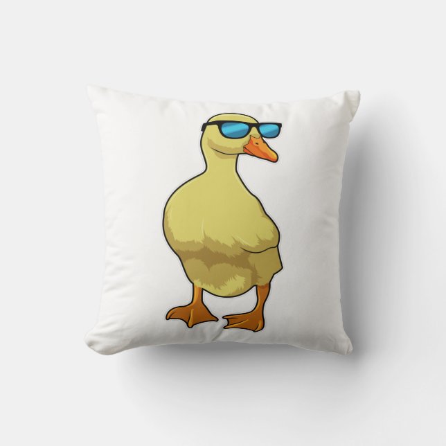 Duck with Sunglasses Throw Pillow (Front)