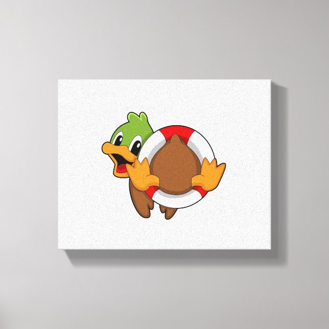 Duck with Swim ring Canvas Print (Front)