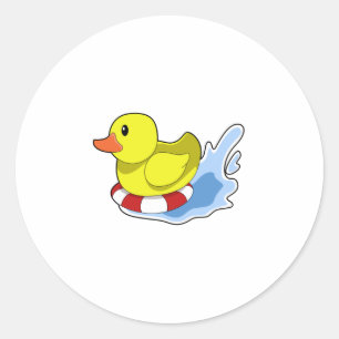 Duck with Swim ring in Water.PNG Classic Round Sticker