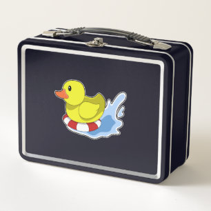 Duck with Swim ring in Water.PNG Metal Lunch Box