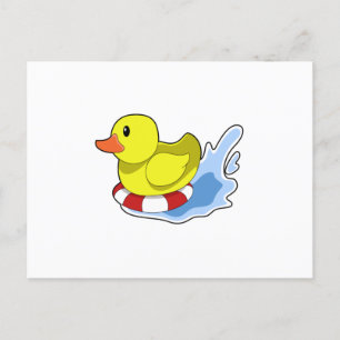 Duck with Swim ring in Water.PNG Postcard