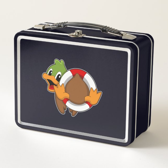 Duck with Swim ring Metal Lunch Box (Front)