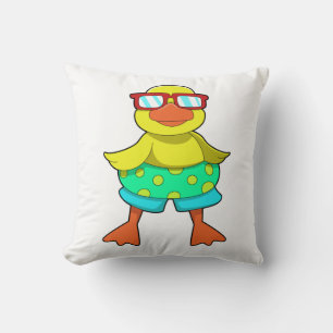 Duck with Swim ring & Sunglasses Throw Pillow