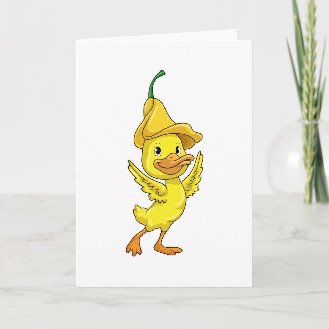 Duck with yellow Bell Cap Card (Front)