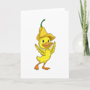 Duck with yellow Bell Cap Card