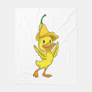 Duck with yellow Bell Cap Fleece Blanket