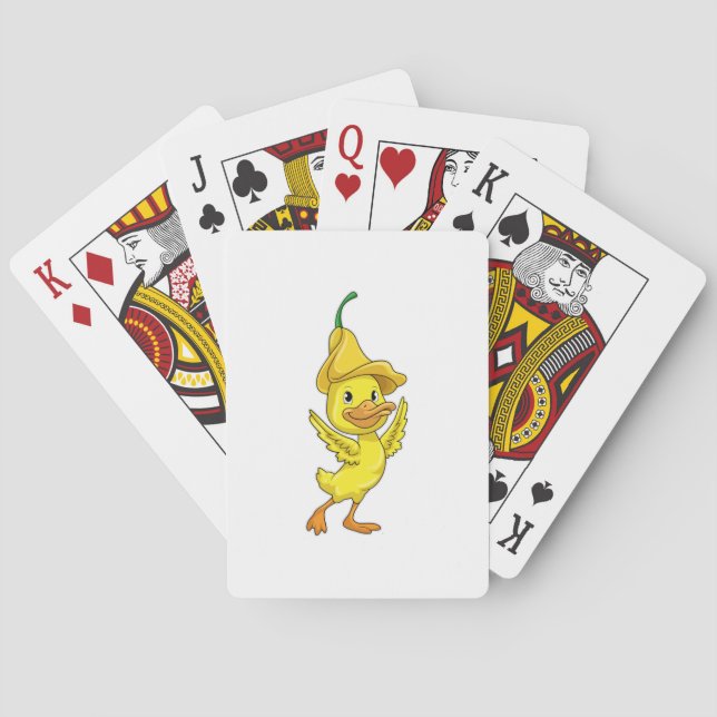 Duck with yellow Bell Cap Playing Cards (Back)