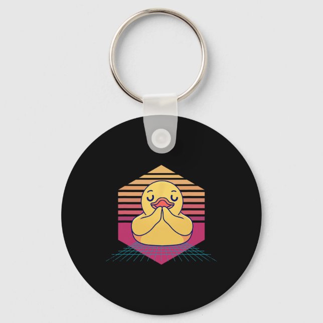 Duck Yoga Vintage  Keychain (Front)