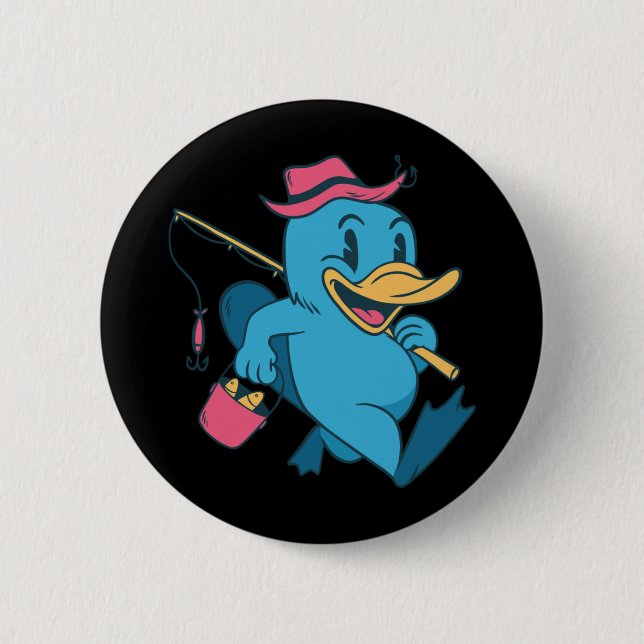 Duckbill Fisherman  2 Inch Round Button (Front)