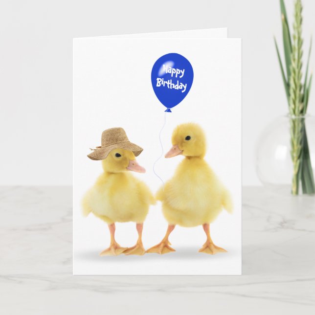Duckings and Balloon Birthday Card (Front)
