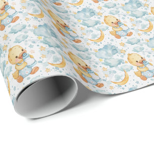 Duckling Cute Baby Pastel Watercolor Pattern  Wrapping Paper