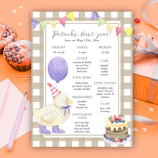 Duckling First Birthday Milestone Birthday Poster (Creator Uploaded)