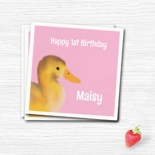 Duckling First Birthday Napkin