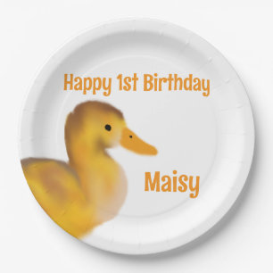 Duckling First Birthday Paper Plate