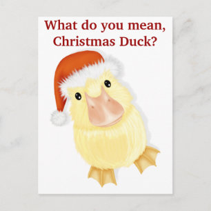 Duckling In Santa Cap Christmas Postcard