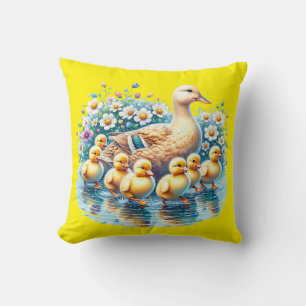 "Duckling Parade" Throw Pillow
