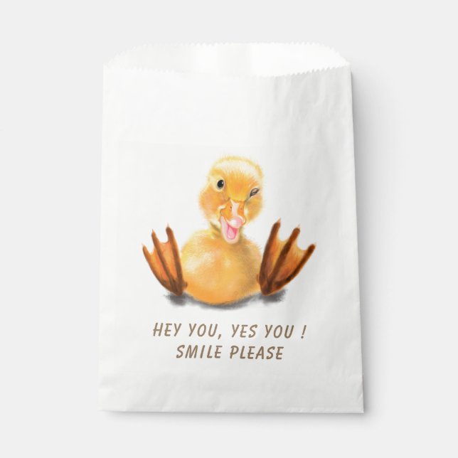 Duckling Playful Wink Favor Bag Smile Cartoon (Front)