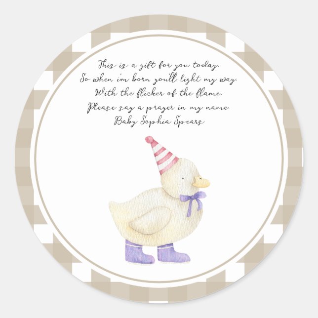 Duckling - Pray Candle Classic Round Sticker (Front)